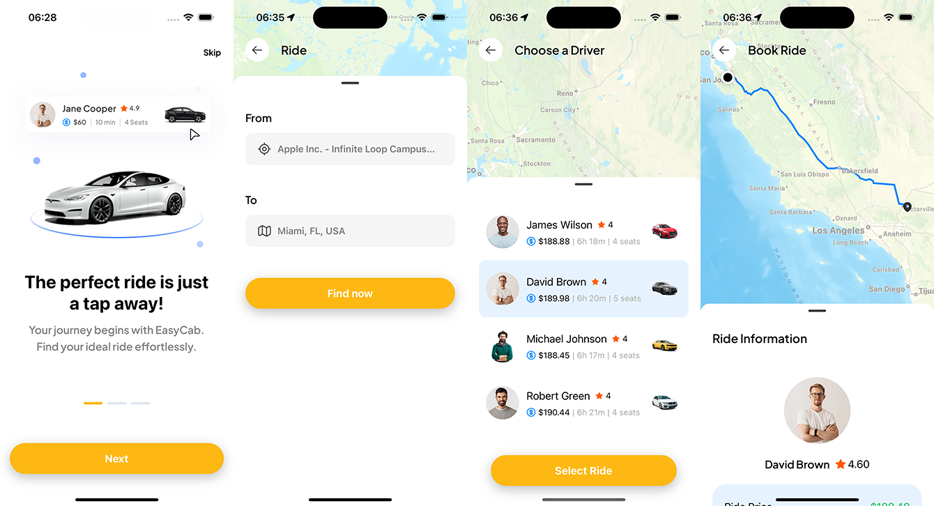 Ride hailing mobile app